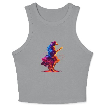 Discover Guitar Player Girl Synthwave Crop Tank Top