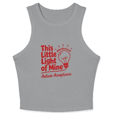 Discover Red Instead Autism Acceptance Lightbulb Design Crop Tank Top