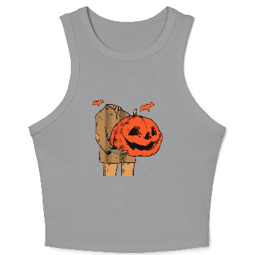 Discover Scary Spooky Jack O Lantern Face Pumpkin Men Boys Crop Tank Top