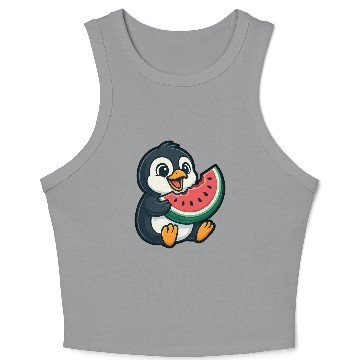 Discover Penguin with Watermelon Summer Fruit Crop Tank Top