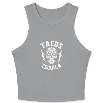 Discover Tacos Tequila & Skull Vibes Crop Tank Top