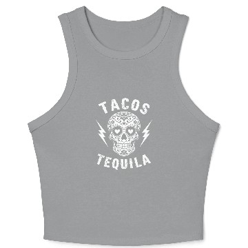 Discover Tacos Tequila & Skull Vibes Crop Tank Top