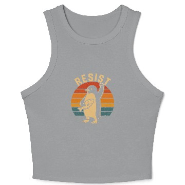 Discover Funny Protest Against Tariffs Resist Penguin Crop Tank Top