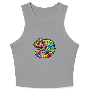Discover Colorful Chameleon Vibrant Rainbow Lizard Crop Tank Top
