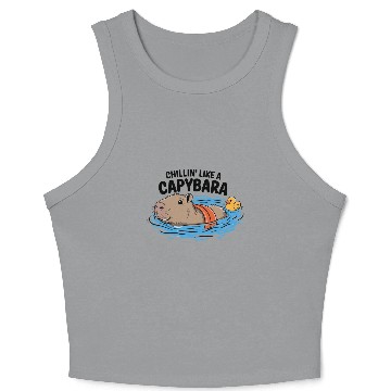 Discover Chillin' Like A Capybara Relaxing Vibes Graphic Crop Tank Top