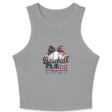 Discover Patriotic Baseball Dad Bow Design For Proud Crop Tank Top
