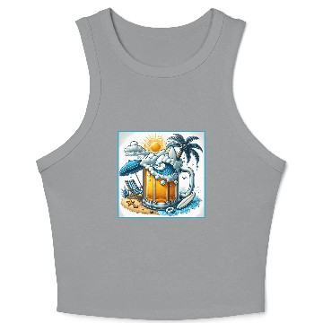 Discover Beer Beach Design Crop Tank Top