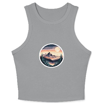 Discover Retro 80s Gradient Sunset Mountain Sticker. Crop Tank Top