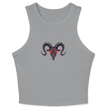 Discover Psychedelic Demon Head with Spiral Horns Crop Tank Top