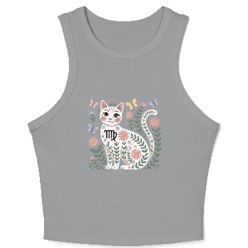 Discover Virgo Zodiac Cat with Daisies Crop Tank Top