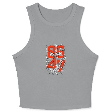 Discover Bold "8647" Chains & Numbers Graphic Art Crop Tank Top