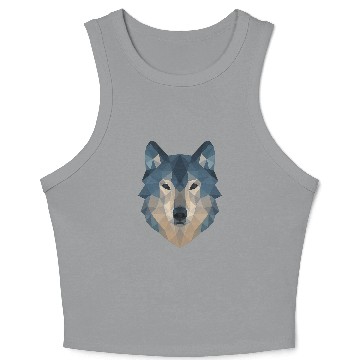 Discover Geometric Wolf Face – Bold Abstract Wild Animal Ar Crop Tank Top