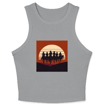 Discover Western Silhouette Sunset Crop Tank Top