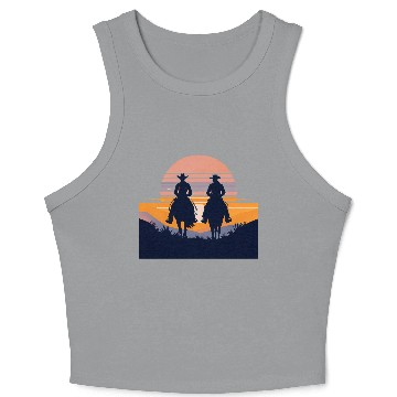 Discover Western Sunset Silhouettes Crop Tank Top