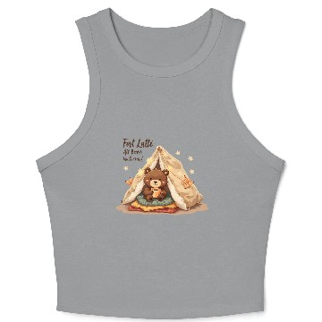 Discover Fort Latte - Cute Bear Cub & Cozy Coffee Fun Crop Tank Top