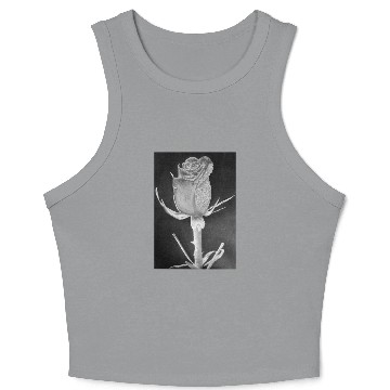 Discover Realistic Graphite Rose & Dew Drawing - RT Art © Crop Tank Top
