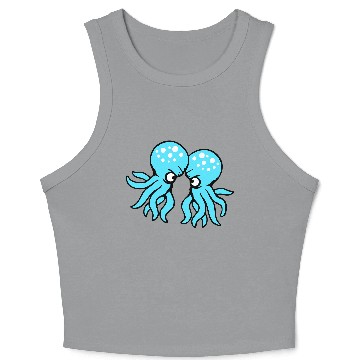 Discover 2 Octopus friends Two fighting enemies Rivals Team Crop Tank Top