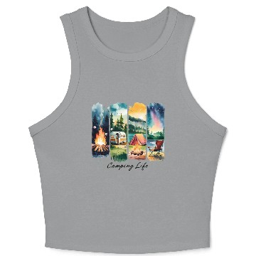 Discover Brushstroke Camping Life Crop Tank Top