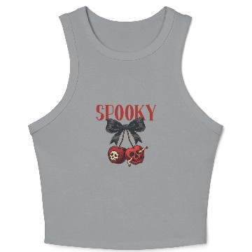 Discover Spooky Skull Cherry Bow Halloween Crop Tank Top