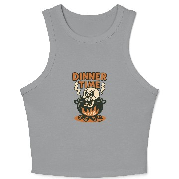 Discover Dinner Time – Angry Skull in a Pot Crop Tank Top