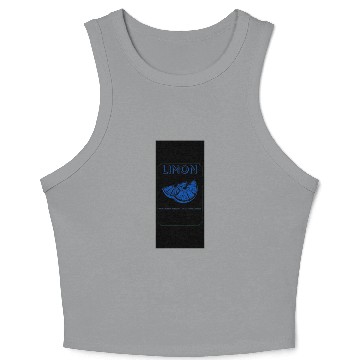 Discover Funny Blue Lemon Slice - Sour Face Escape Crop Tank Top