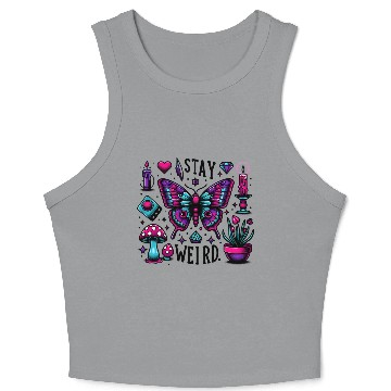Discover Halloween Stay Weird Crop Tank Top