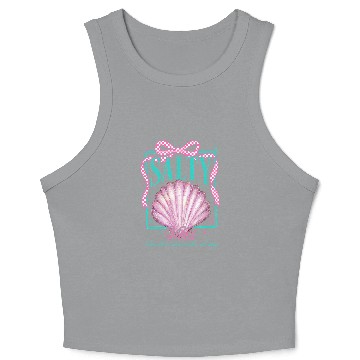 Discover Summer Clam Pearl Bow Crop Tank Top