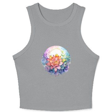 Discover Retro Zen Lotus Mandala Rainbow Crop Tank Top