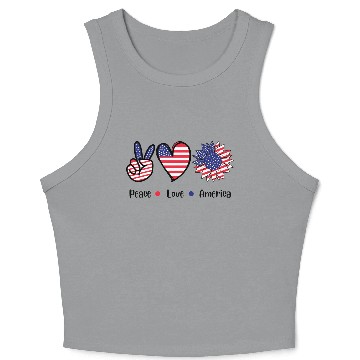 Discover Peace Love America Crop Tank Top