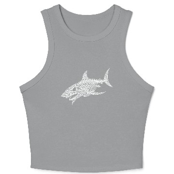 Discover tribal design skeleton shark Crop Tank Top
