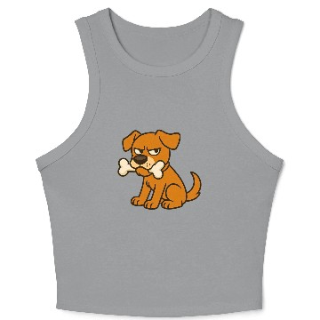 Discover Grumpy Dog with Bone – Cute Cartoon Style Crop Tank Top