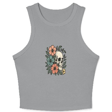 Discover Floral Skull Bloom Crop Tank Top