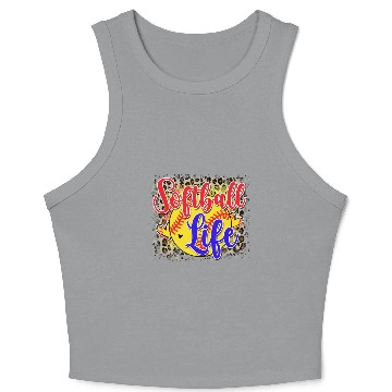 Discover Softball Life Leopard Print Grunge Crop Tank Top