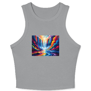 Discover Vibrant Rainbow Waterfall & River Crop Tank Top