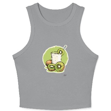 Discover Kiwi fruit and juice with straw illustration Crop Tank Top