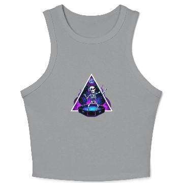 Discover Neon Dancing Skeleton in Coffin Crop Tank Top
