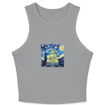 Discover Starry Night Buddha Zen Art Inspired by Van Gogh Crop Tank Top