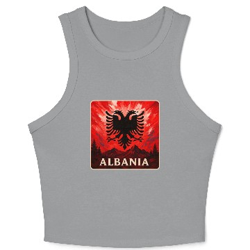 Discover Albania Double Eagle Design Crop Tank Top