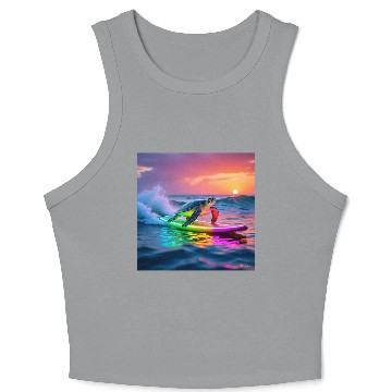 Discover sea turtle design neon turtle Crop Tank Top