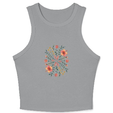 Discover Floral Mandala | Botanical Folk Bloom Design Crop Tank Top