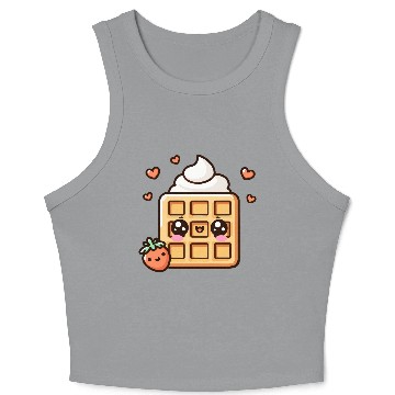 Discover Kawaii Dessert Waffle with Strawberry Crop Tank Top