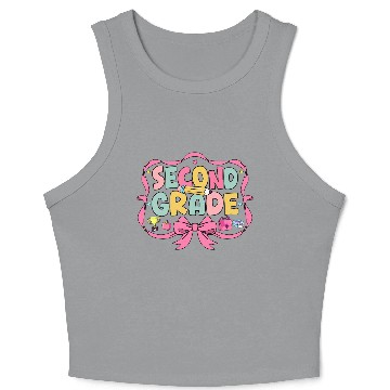 Discover Preppy Back To School Second Grade Coquette Bow Crop Tank Top