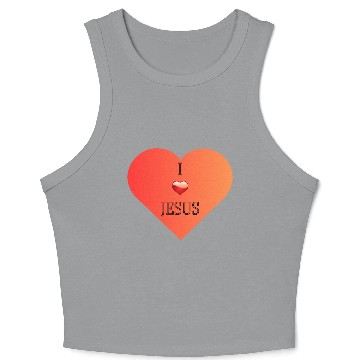 Discover I Love Jesus Heart Design Crop Tank Top