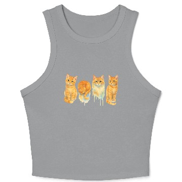 Discover Watercolor Orange Cats Art Crop Tank Top