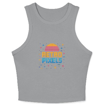 Discover Retro Pixels – Neon 8-Bit Sunset Vibes Crop Tank Top