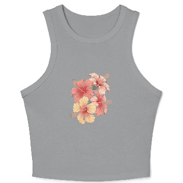 Discover Vibrant Hibiscus Blooms Art Design Crop Tank Top