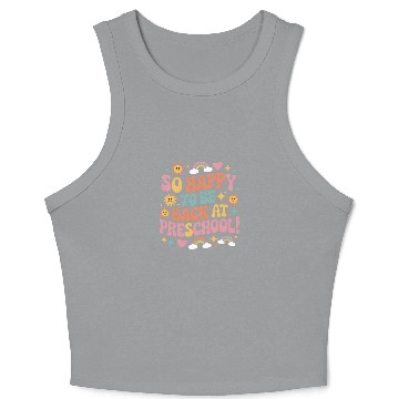 Discover Funny Back to School Preschool Teacher Crop Tank Top