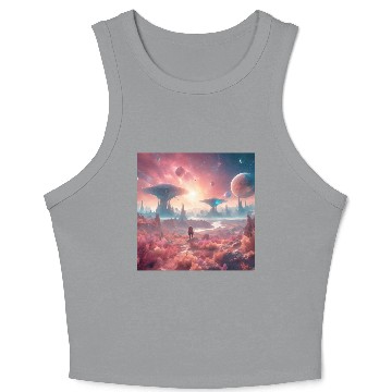 Discover Alien Planet Explorer in Surreal Landscape Crop Tank Top