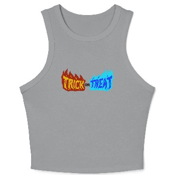 Discover “Trick or Treat Fire & Ice Typography” Crop Tank Top
