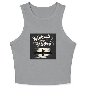 Discover Weekend Fishing Silhouette Design Crop Tank Top